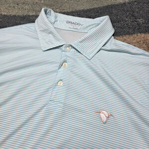 Draddy Sport Polo Shirt L Blue Stripe Ibis Country Club Golf